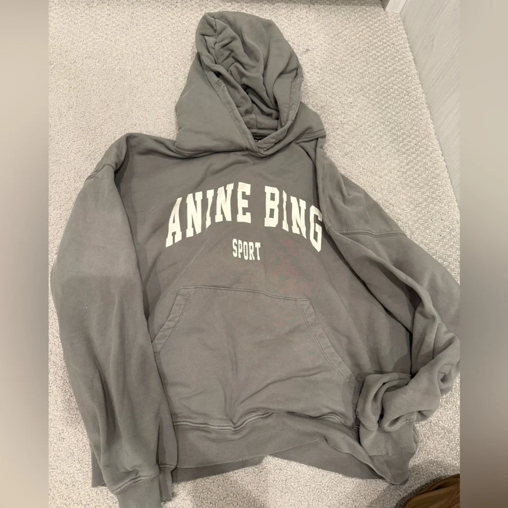 Anine Bing Olive Green Logo Pullover Hoodie - Picture 1 of 1
